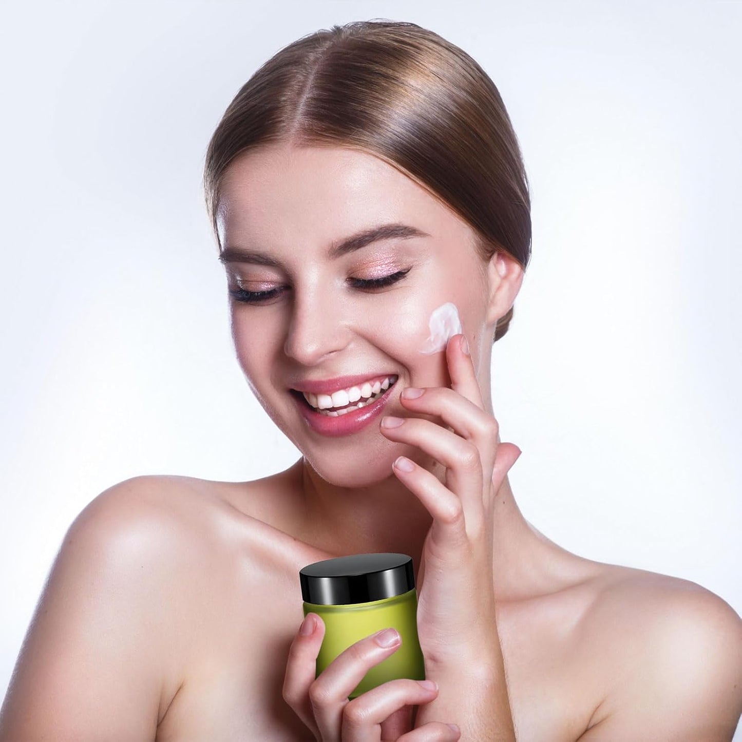 Norme 12 Pcs 4 oz Glass Jars with Lids Leakproof Round Airtight Empty Cosmetic Jars with Inner Liners Lid for Storing Lotions Powder Ointments Candle Making Tins (Pea Green)