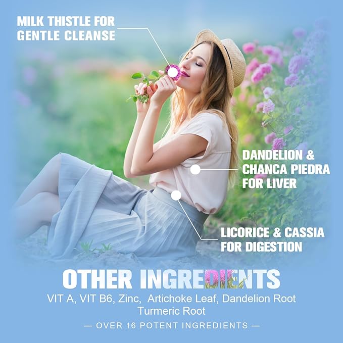 Liver Health Support Liquid-Liver Cleanse Detox 1000mg Milk 500mg Artichoke 17x Potent 2Fl Oz