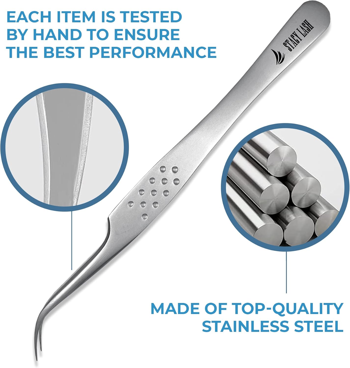 Stacy Lash STL-10 Curved Eyelash Extension Tweezers/Eyelashes Separator Tool/Supplies for Isolation Individual False Lashes & Classic Extensions/Precision Application Tools/Beauty Accessories