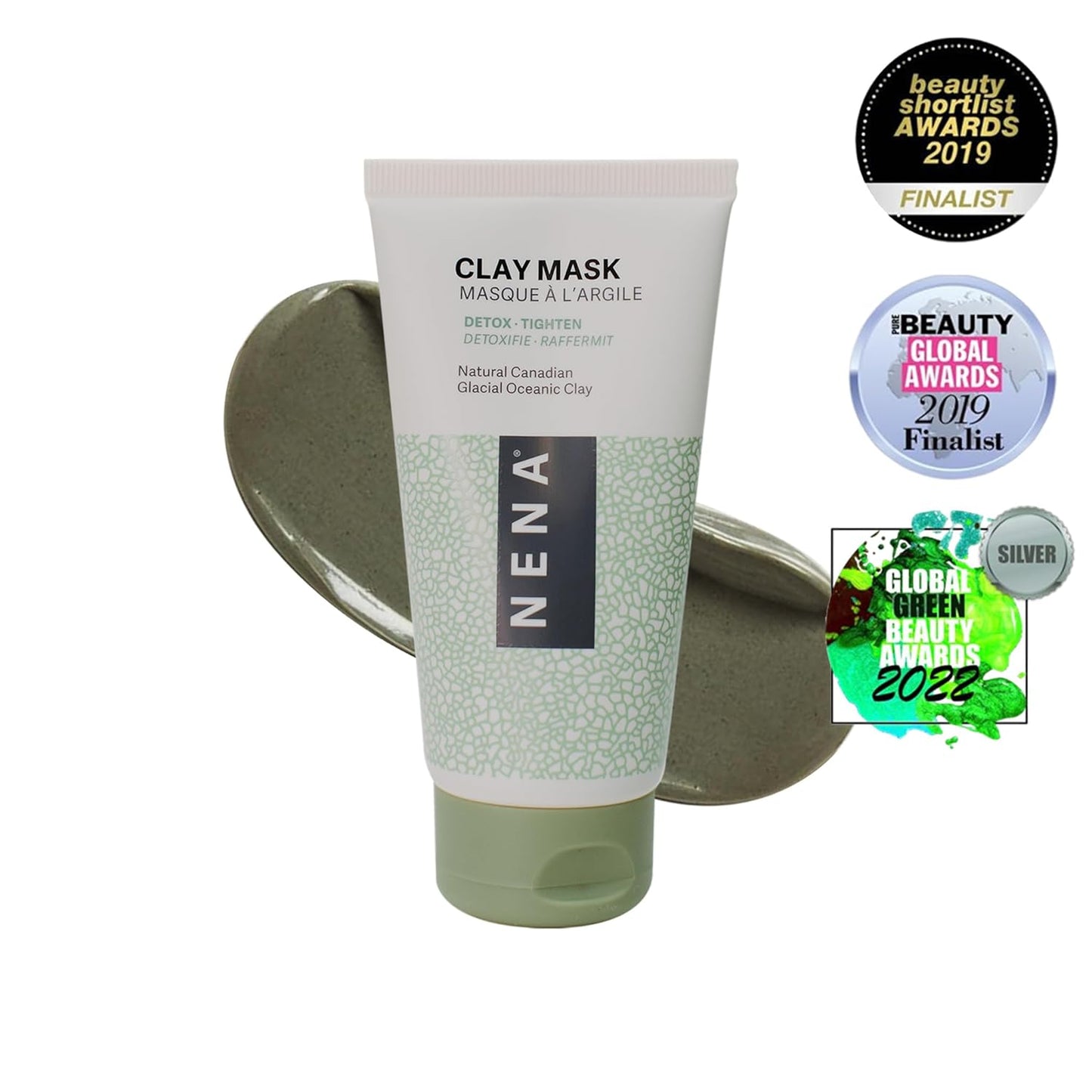 NENA Skincare Natural Skincare Kit - Cleansing Cream Face Wash - Clay Mask for Face - Mineral Hydrating Toner - Moisturizing Cream - Vegan - 4 Pc