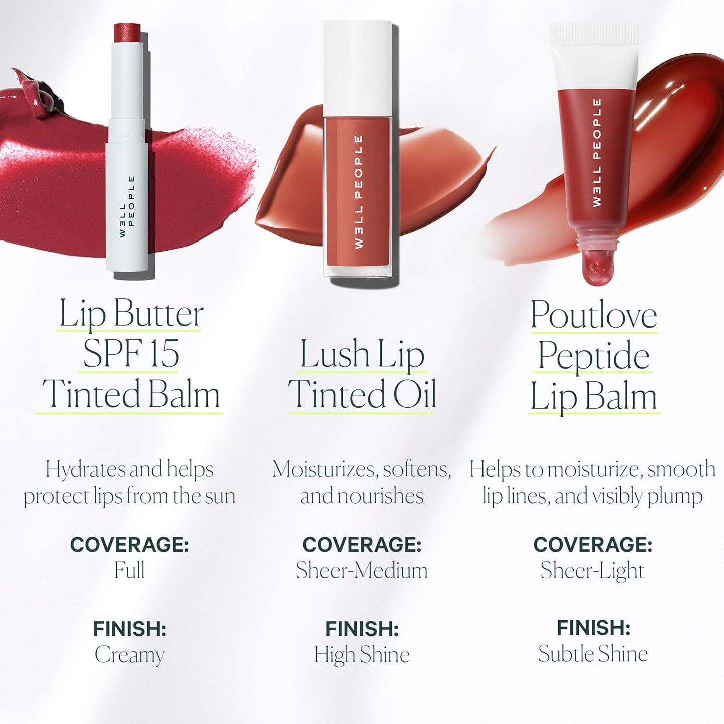 Well People Poutlove Peptide Lip Balm, Hydrating Sheer Tinted Lip Treatment with Peptide Complex, Murumuru Butter & Sesame Seed Complex for a Plumper, Smoother-Looking Pout, Coconut