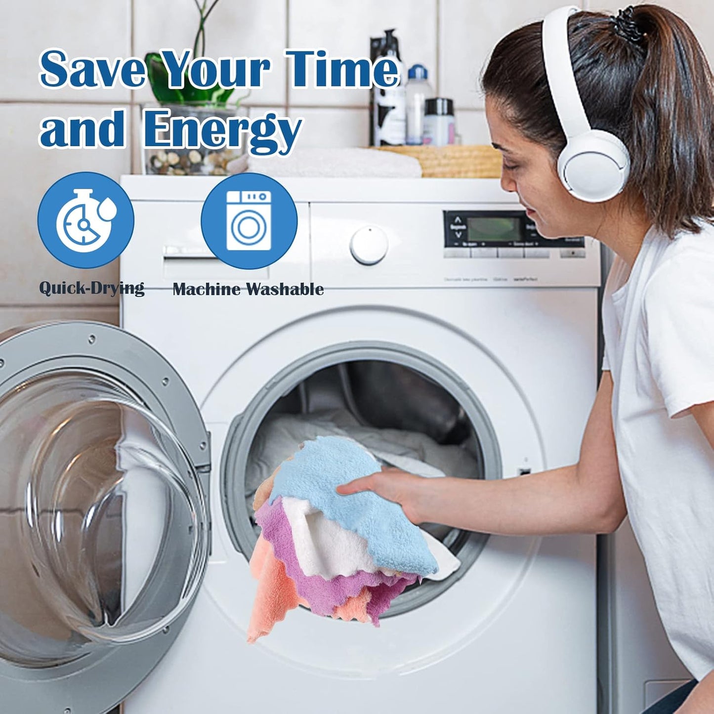 Orighty Makeup Remover Cloths, Cleansing, Reusable, Soft & Washable Coral Fleece Microfiber Washcloths/Towel for Face, Eye, Lips, Pack of 24, 7 x 7 inch