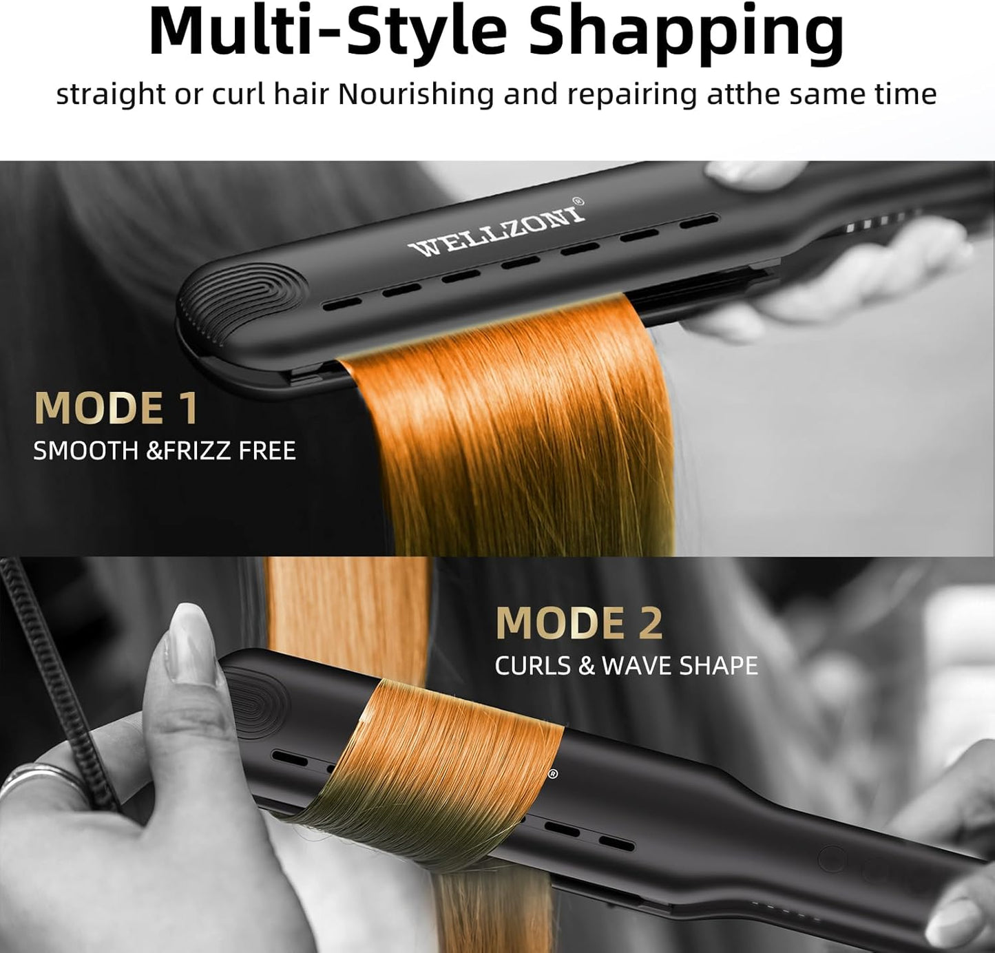 Flat Iron Hair Straightener 1.5 Inch - for Black Thick Hair, Anti Static Frizz Free, 250-480°F Adjustable Temp, Dual Voltage Travel Friendly