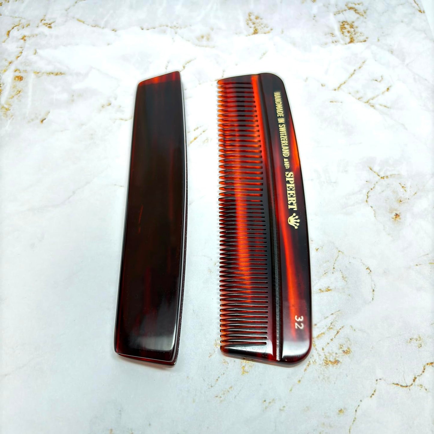 #32 Handmade Wide Narrow Tooth Comb Tortoise Havana Acetate Thick Coarse Curly Thin Fine Straight Hair Detangling Parting Grooming Teasing Hair Styling Hairdresser Barber Hairdressing Wet Dry