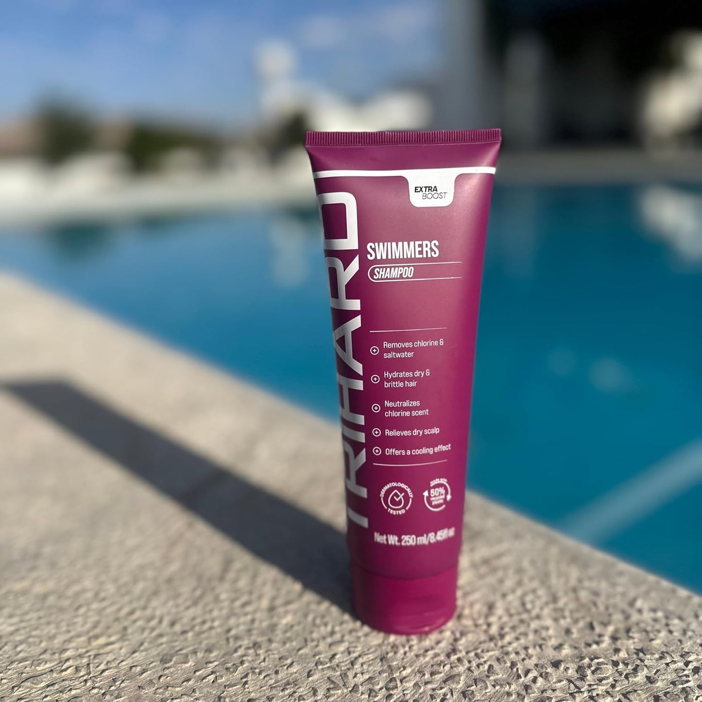 TRIHARD Chlorine Removal Swim Shampoo Travel Size, Cleanse and Hydrate Hair from Pool and Ocean, Post Swim Chlorine and Hard Water Hair Protection Travel Essentials (Pack of 25)