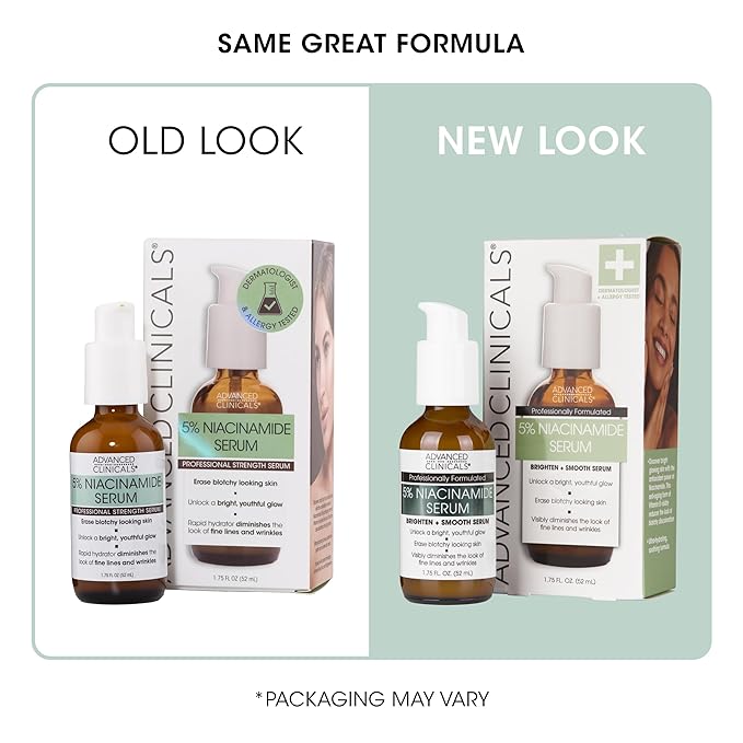 Advanced Clinicals Niacinamide Serum | 5% Niacinamide Serum For Face With Hyaluronic Acid, Ferulic Acid, Aloe Vera, & Fruit Extracts Helps Improve Look Of Dark Spots & Uneven Skin Tone, 1.75 Fl Oz