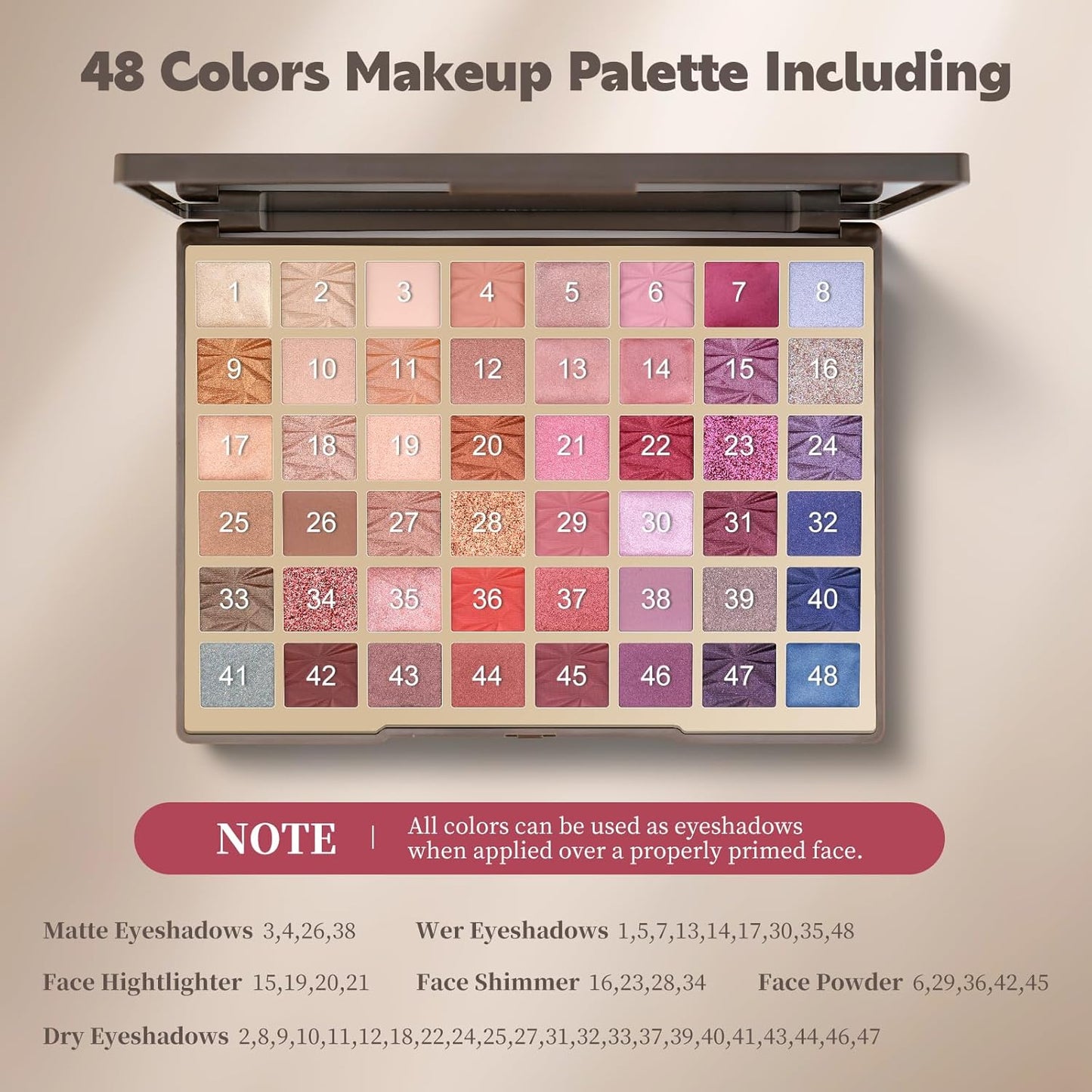 Color Nymph Artistry Palette, Multichrome Makeup Palettes For Face High Pigmented Eyeshadow with Matte Shimmer & Cream Eye Shadows Easy Makeup Blending Palette For Daily Stage Versatile Make Up Looks