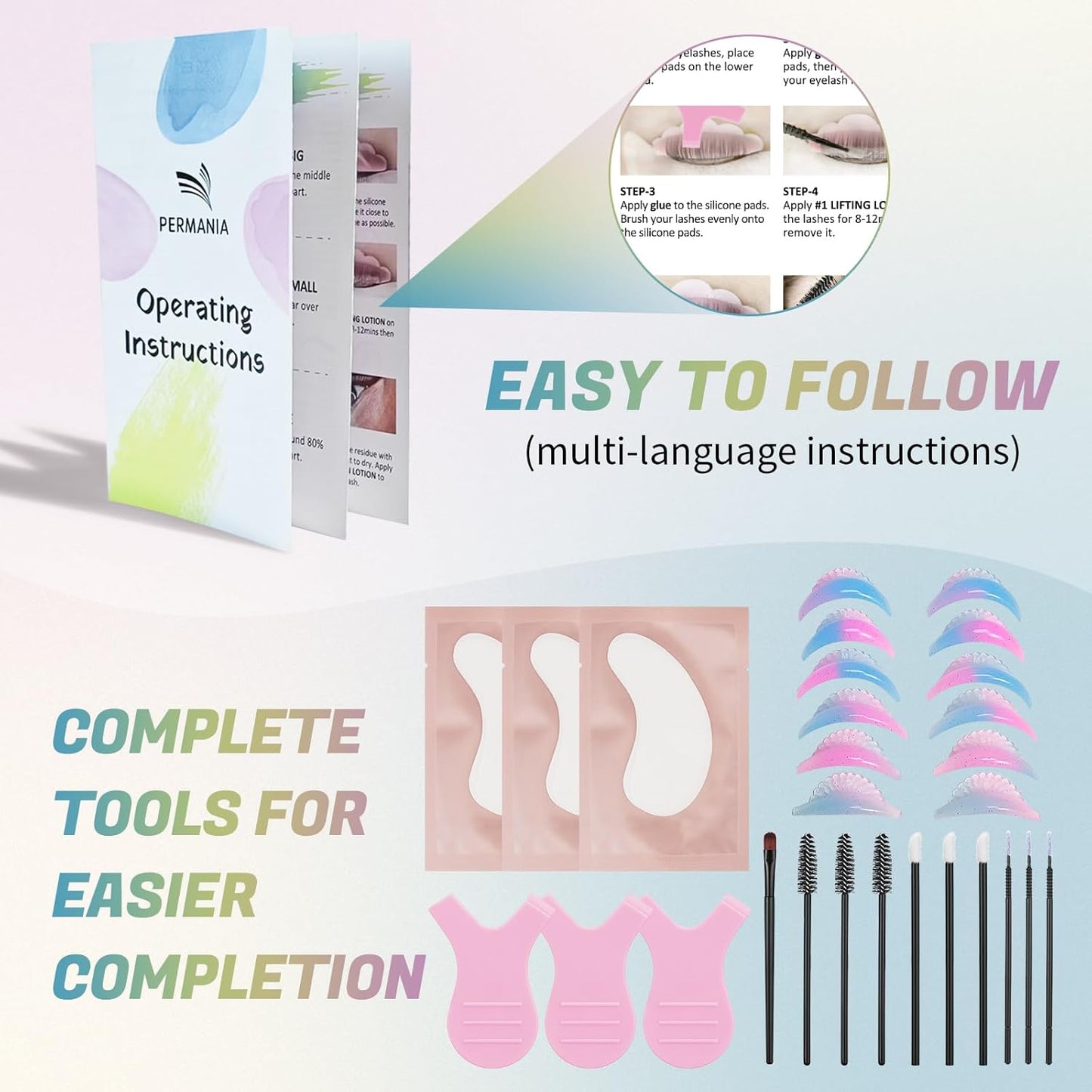 PERMANIA Korean Lash Lift Kit, Tube Design Easy to Apply Brow Lamination Kit, for Natural Results Instant Lifting & Curling with Detailed Instruction (with Glue Balm)