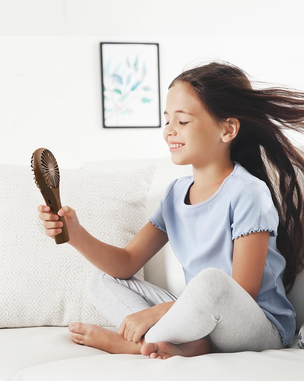 TriPole Mini Handheld Fan - Portable, Rechargeable Battery Operated, Personal Compact Size, Speed Adjustable, Small Eyelash Fan for Kids Women Summer Outdoor Travel Trip Concerts, Brown