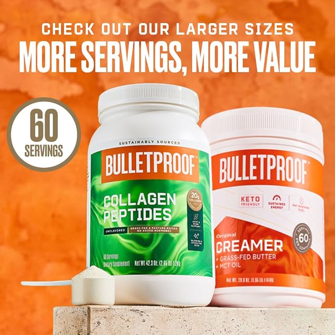 Bulletproof Vanilla Collagen Protein Powder with MCT Oil, 19g Protein, 42.3 Oz, Value Size, Collagen Peptides and Amino Acids for Healthy Skin, Bones and Joints