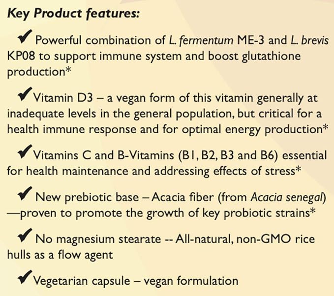 Reg'Activ Immune & Vitality with Lactobacillus ME-3, brevis KP08, Vegan D3 and (B1, B2, B2, B3 B3 and B6) Essential