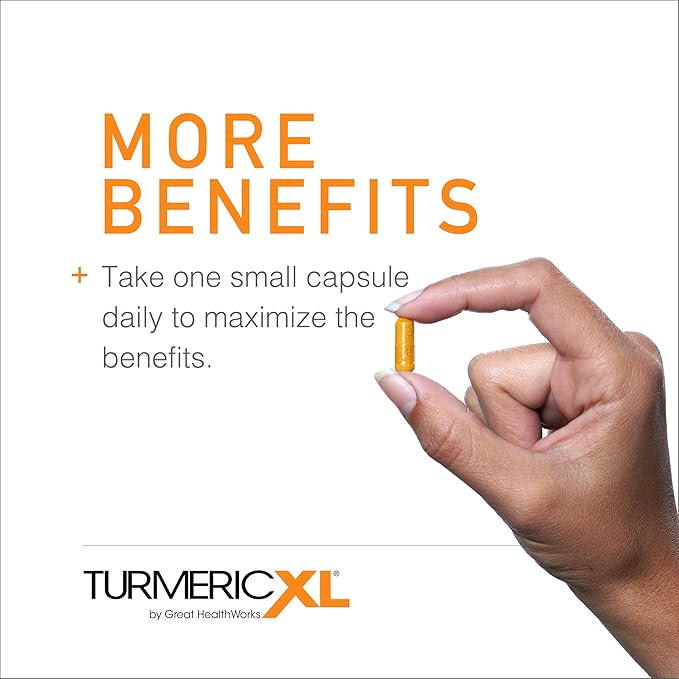 TurmericXL Natural Joint Support & Healthy Inflammatory Response Supplement - 250mg Turmeric Extract Delivers 45x More Curcumin - High Absorption, Gluten-Free – 30 Veggie Capsules