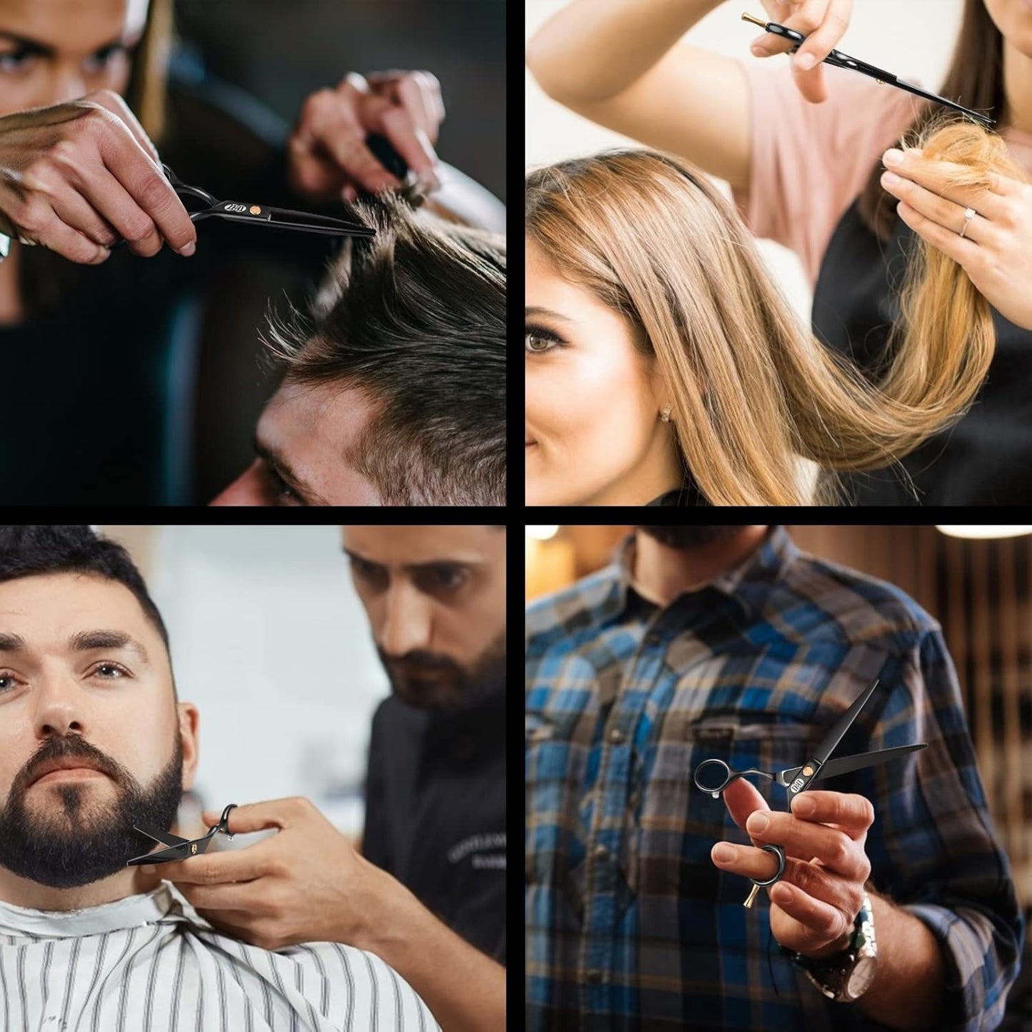 CIICII Hair Cutting Scissors, 6.5 Inch Professional Hair Scissors Set (Hair Cutting Shears Beard Trimming Haircutting Haircut Kit) Right Left Handed Barber Shears for Home Salon DIY Hairdressing