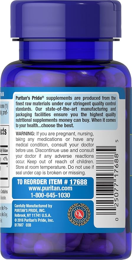 Puritans Pride Hyaluronic Acid 100mg, Dietary Supplement for Skin Hydration, 60 Rapid Release Capsules