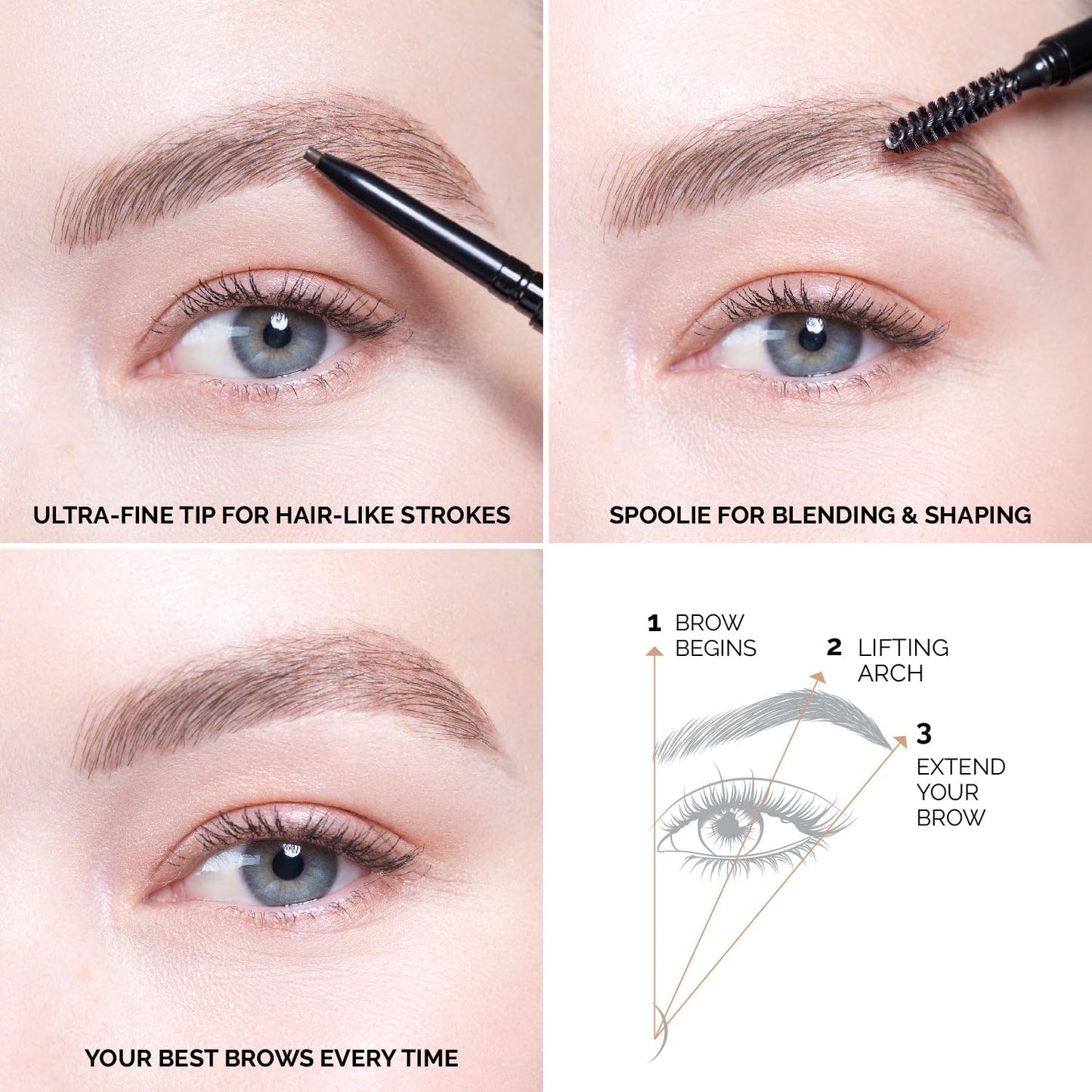 OFIR Brow Trace Precision Browliner | Waterproof, Ultra-Fine Tip Brown Eyebrow Pencil | Smudge-Proof, Cruelty Free, Matte Finish | Long-Wear Brow Tool with Spoolie | Chocolate - Dark Brown, 0.003 OZ