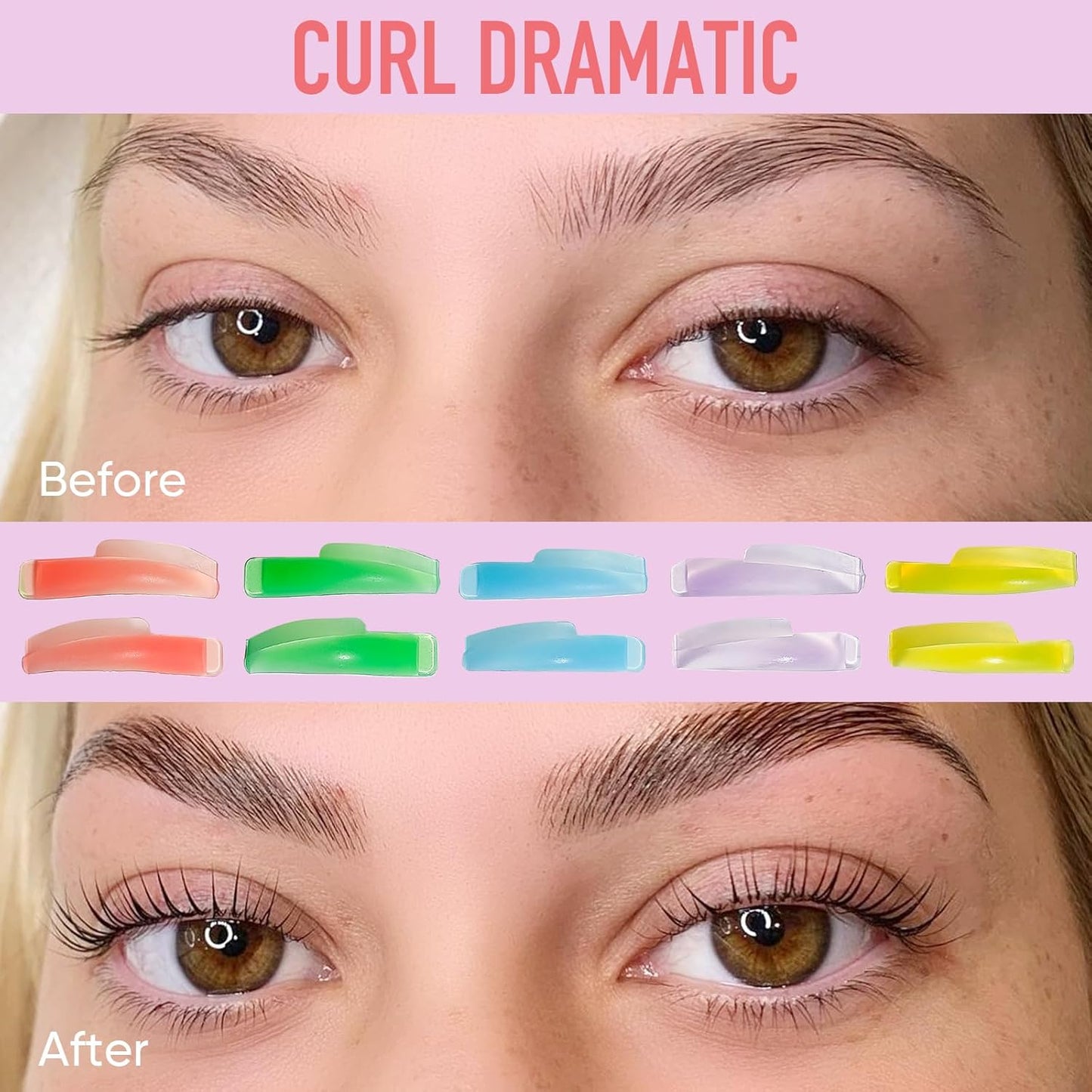 Libeauty Eyelash Lift Pads Reusable Silicon Lash Perm Rod 5 Sizes L-Curl Eyelash Lifting Shield DIY Use at Home or Salon Lash Perming Tool