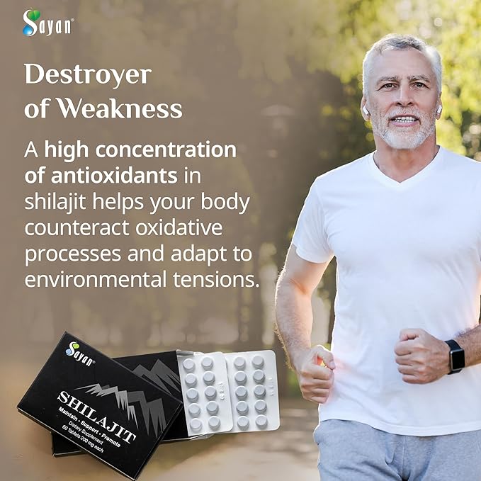 Sayan Shilajit Pure Organic Black Resin Mineral Tablets - Premium Quality Supplement Drops for Men and Women (60 Tablets, 1-2 Month Supply) for Immune Support, Natural Detox, and Energy Boost