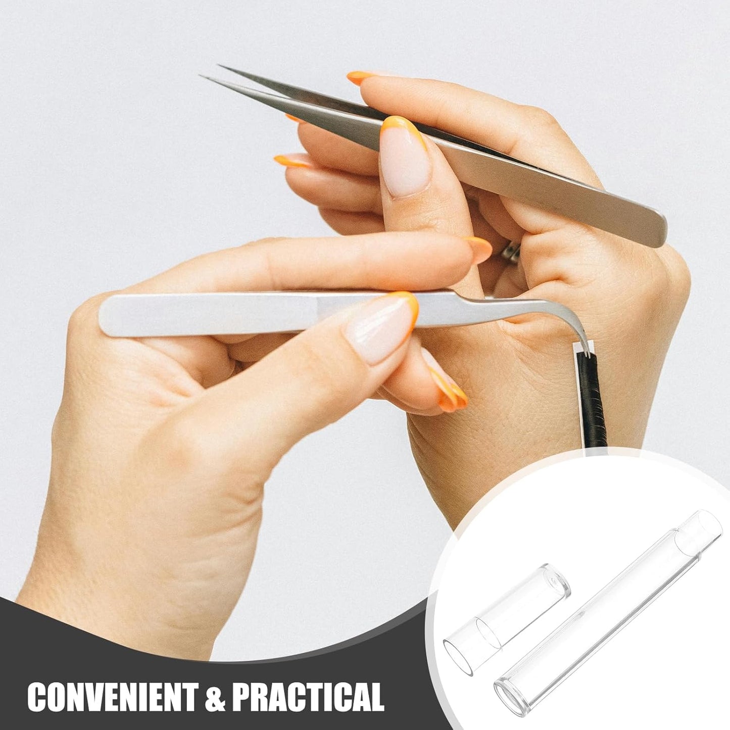 FRCOLOR Plastic Tweezers Storage Case Travel Clear Cylindrical Shape Dustproof Organizer Box for Tweezers Makeup Brush Eyelash Tools Plastic 5.9 Inches