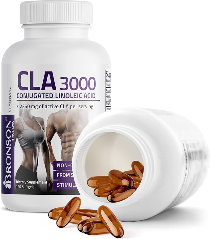Bronson CLA 3000 Extra High Potency Supports Healthy Weight Management Lean Muscle Mass Non-Stimulating Conjugated Linoleic Acid 120 Softgels
