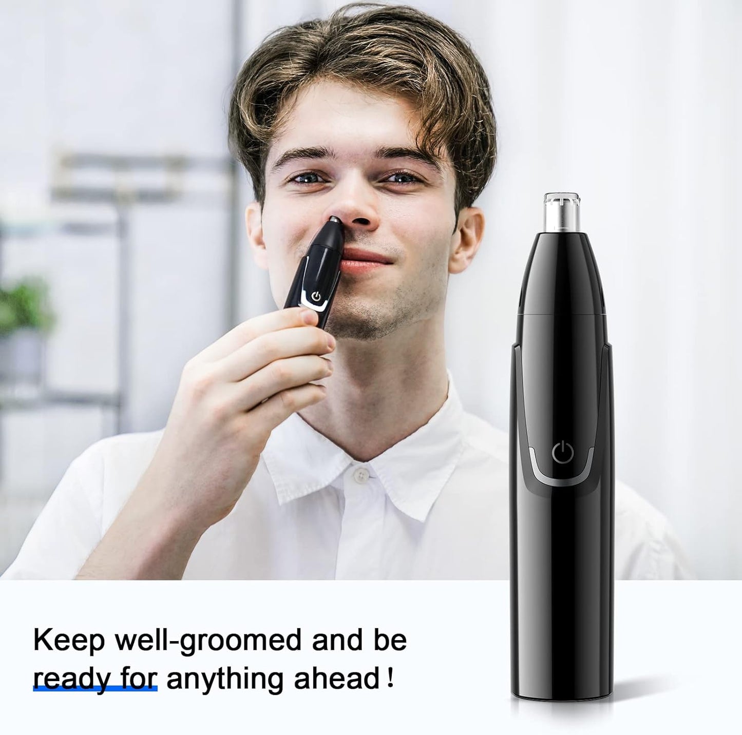 ZORAMI Rechargeable Ear and Nose Hair Trimmer - 2025 Professional Painless Eyebrow & Facial Hair Trimmer for Men Women, Powerful Motor and Dual-Edge Blades for Smoother Cutting Black