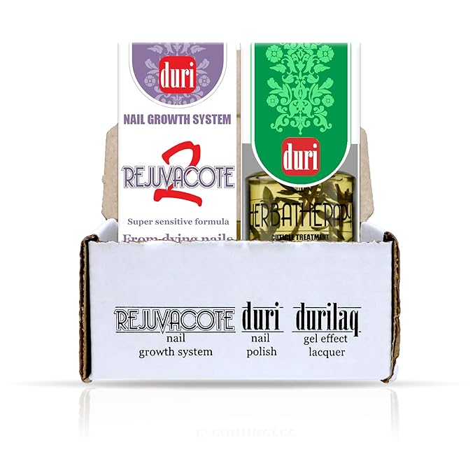 duri Rejuvacote 2 Nail Growth System Base and Top Coat, Herbatherapy Cuticle Treatment Drops - Damaged Cuticles Repair, Growth, Healthier, Stronger Nails, Strengthener (Combo Pack)