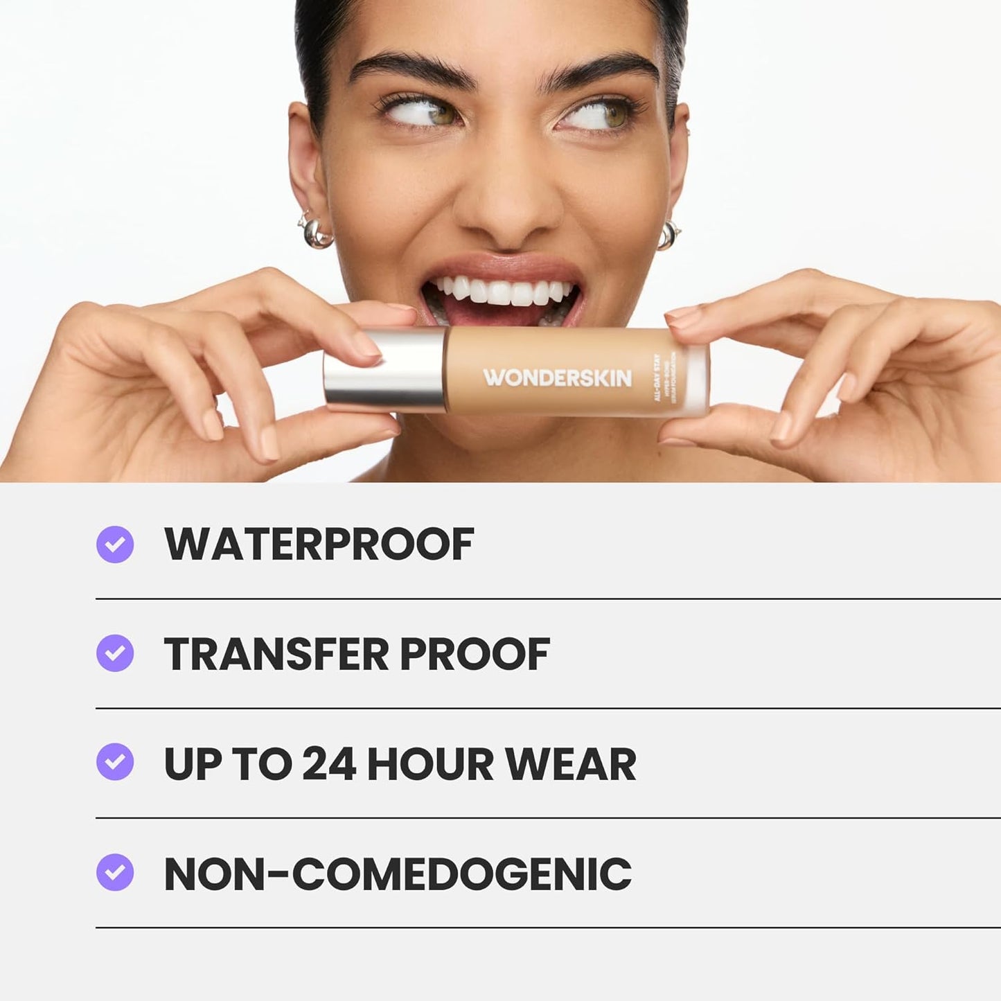 Wonderskin Hyper-Bond Serum Foundation – Waterproof, Transfer-Proof, 24HR Longwear Face Makeup with Niacinamide & Hyaluronic Acid – Lightweight, Natural Finish, Vegan & Cruelty-Free (Mesa)