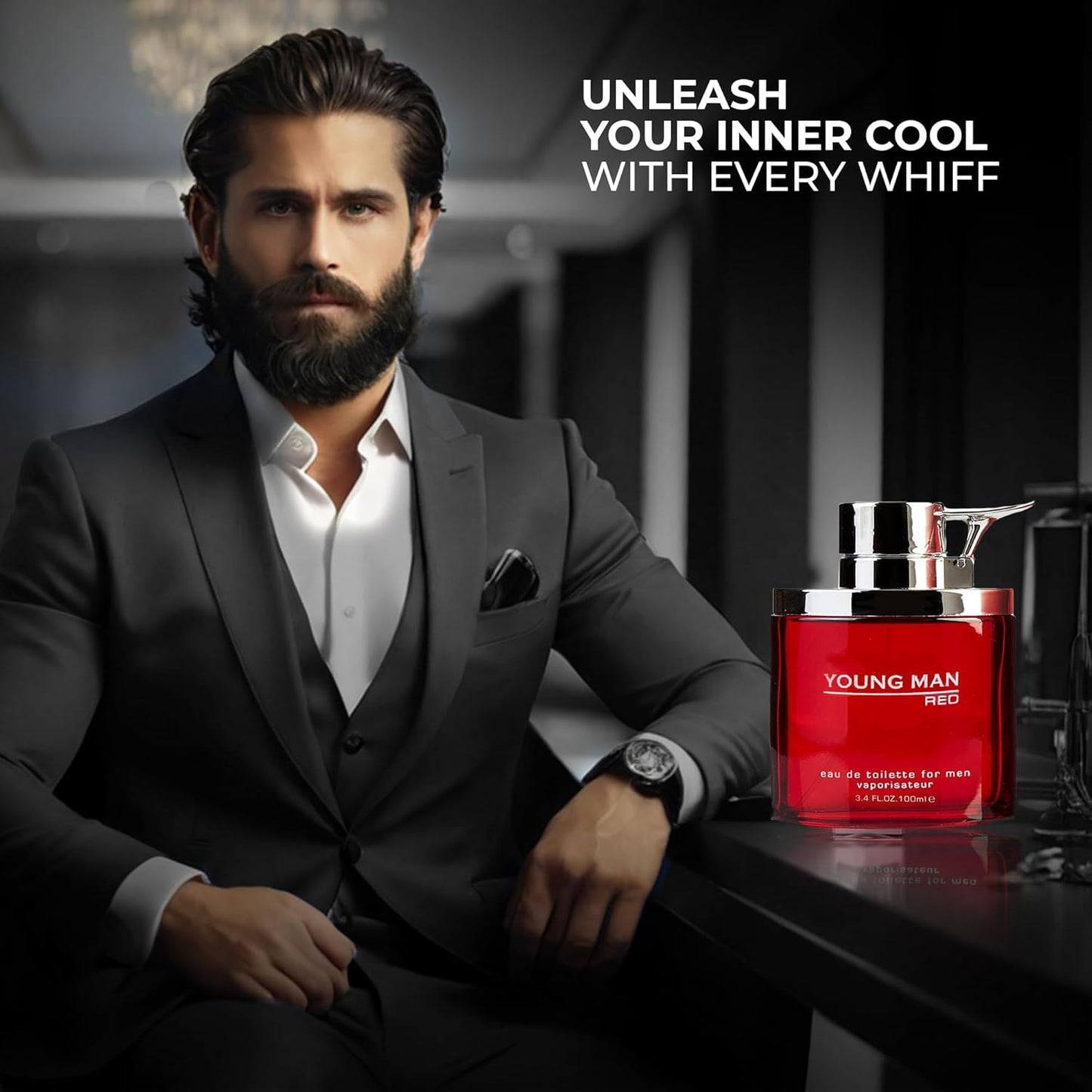 Young Men's Cologne Long Lasting Perfume for Men Fresh Scent Eau de Toilette Natural Spray 3.4 Fl Oz Fragrance For All Occasions