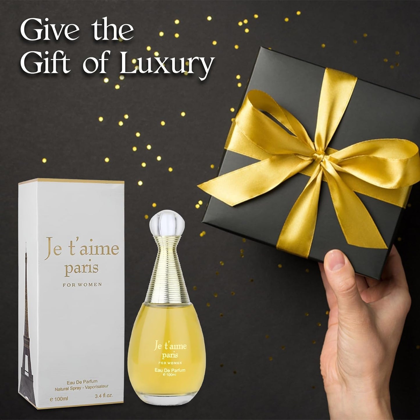 2PCS Je t'aime Paris Women Perfume 3.4 Fl Oz Eau de Parfum Natural Spray with Fresh Feminine Scent Holiday Gift for All Day Use