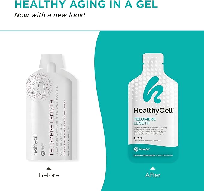 HealthyCell Telomere Length - Anti Aging Supplement with Cats Claw for DNA Repair, Cell Health, Stem Cell Support - Clinically Proven Ingredient AC11 - Maximum Absorption - 30 Gel Packs
