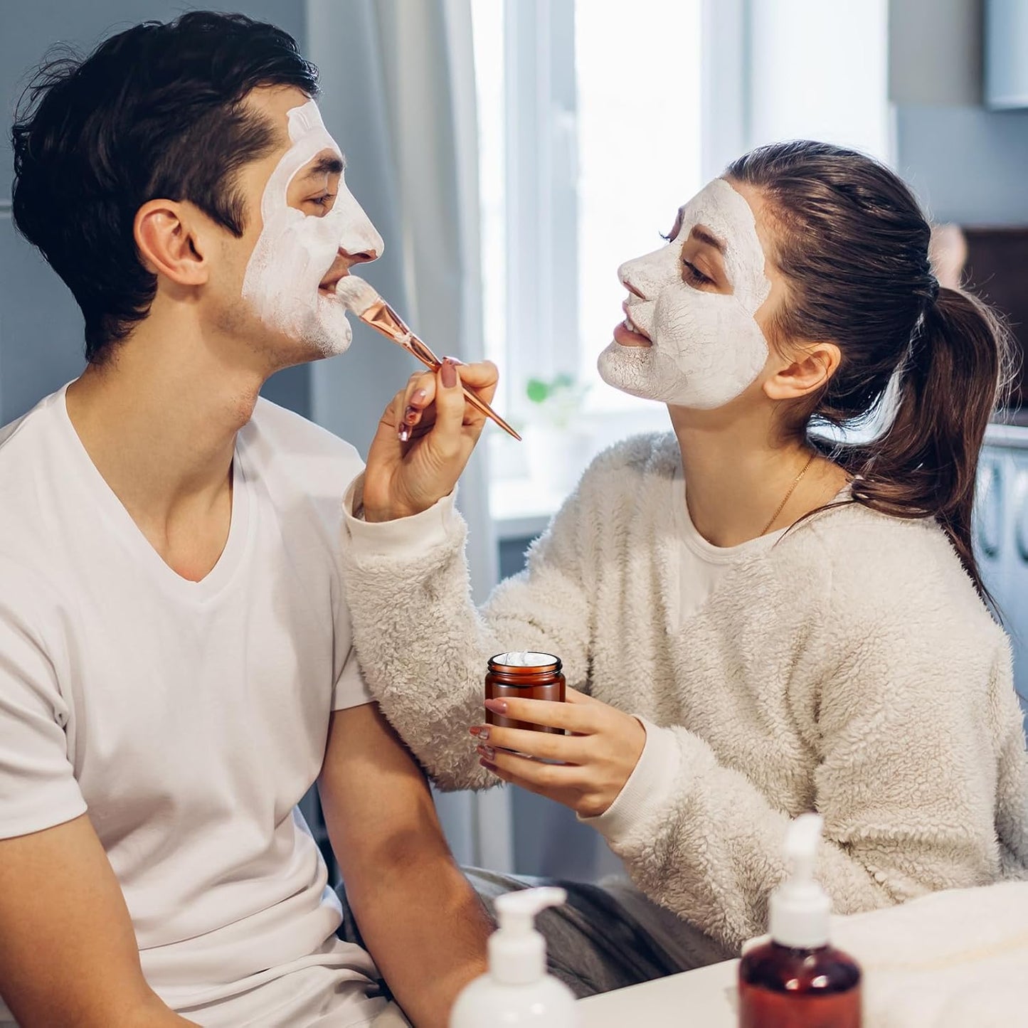 Norme 48 Pcs 4 oz Glass Jars with Lids Leakproof Round Airtight Empty Cosmetic Jars with Inner Liners Lid for Storing Lotions Powder Ointments Candle Making Tins (Black,Amber)