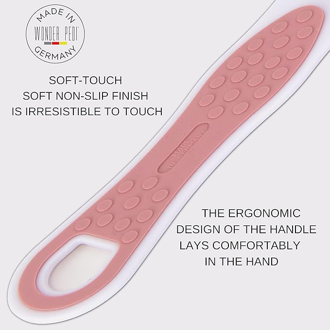Made in Germany Double Sided Foot File Callus Remover, Stainless Steel and Emery Sides Feet Scrubber, Professional Pedicure Foot Care Tool Rasp, Long Lasting Foot Buffer, Heel Scraper, Wonder Pedi