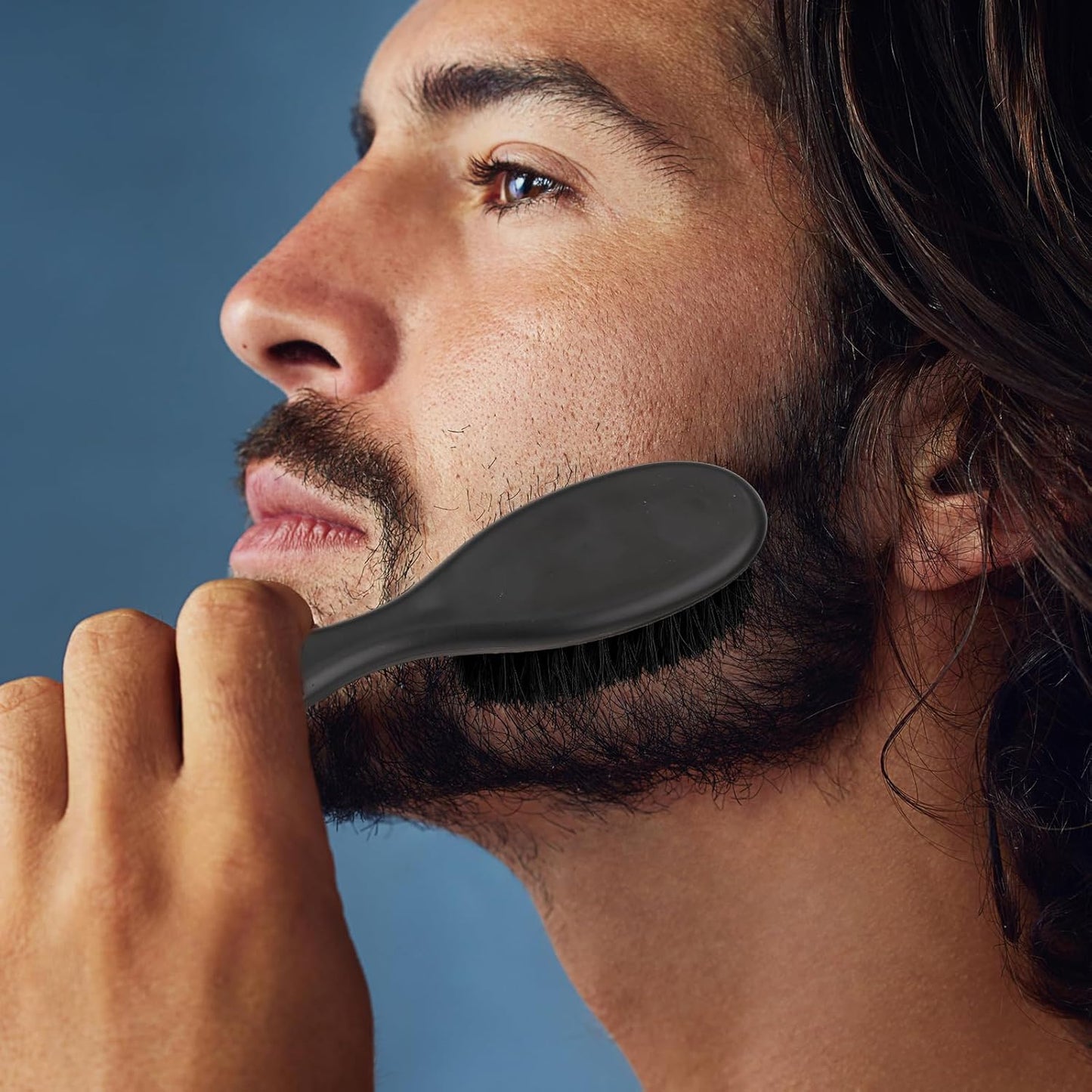 2 Pcs Hair Brush, Barber Brush, Slick Back Brushes Beard Fade Styling Comb Kit with Soft Bristles, Neck Duster Cleaning Brushes for Men, Cutting Shaving Accessories Grooming Tools with Handle (Black)