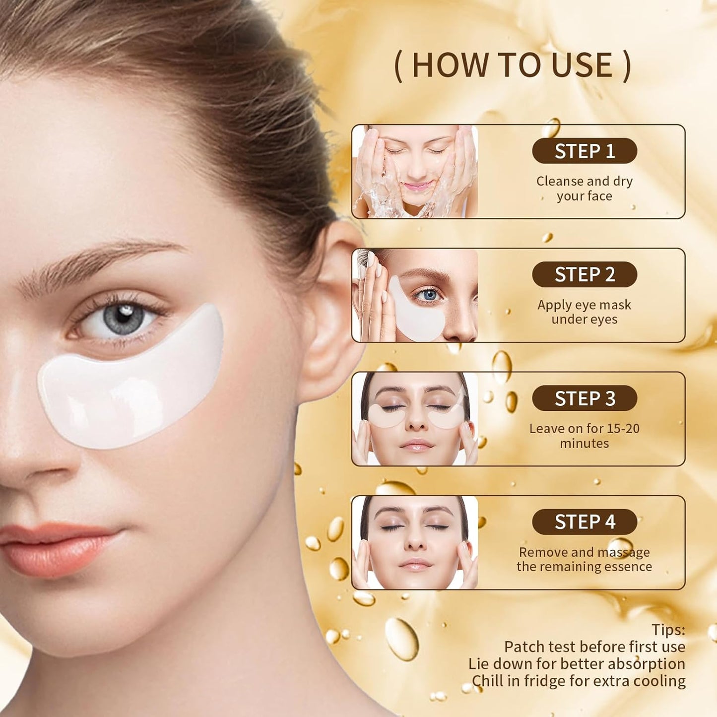 Collagen Eye Mask 60 Pairs - Milk Protein & Hyaluronic Acid Eye Patches for Dark Circles, Puffiness, Wrinkles - Hydrating Under Eye Treatment with Niacinamide & Aloe Vera - Cruelty Free Skincare