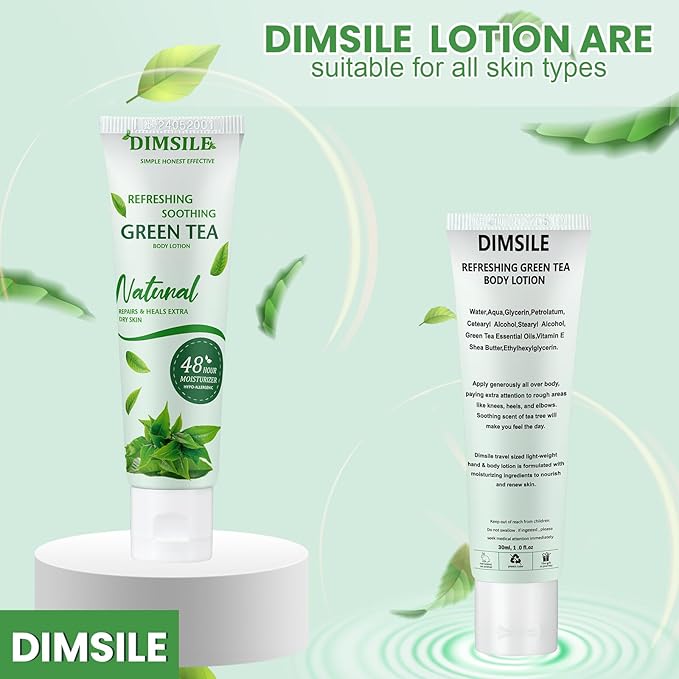 50 Pack Green Tea Travel Size Body Lotion 1 Oz Dry Skin Moisturizer with Flip Cap for Extra Dry Skin, for Inns and Hotels, Airlines, Offices, Gyms and More