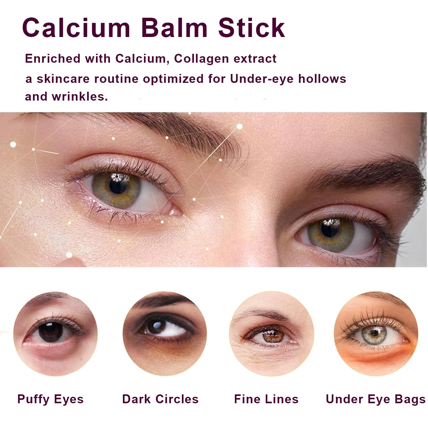 2Pcs Wrinkle Bounce Calcium Multi-Balm Stick, Collagen Moisturing Multi Balm, Wrinkle Core Stick for Under-Eye, Forehead, Neck Skin Care Line Hydrating, Firm & Plump