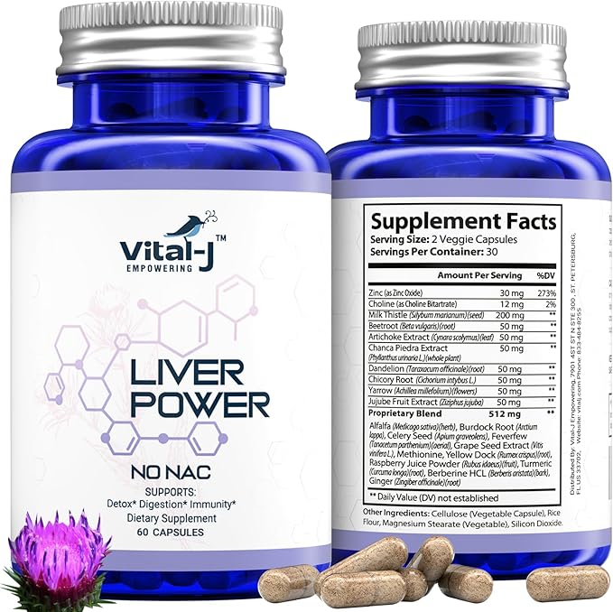 21-in-1 Liver Support Supplement, Liver Cleanse 60 Capsules
