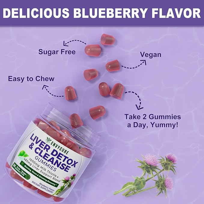 Liver Cleanse Detox & Repair Gummies, 1000mg (80% (80% Silymarin), 120Cts
