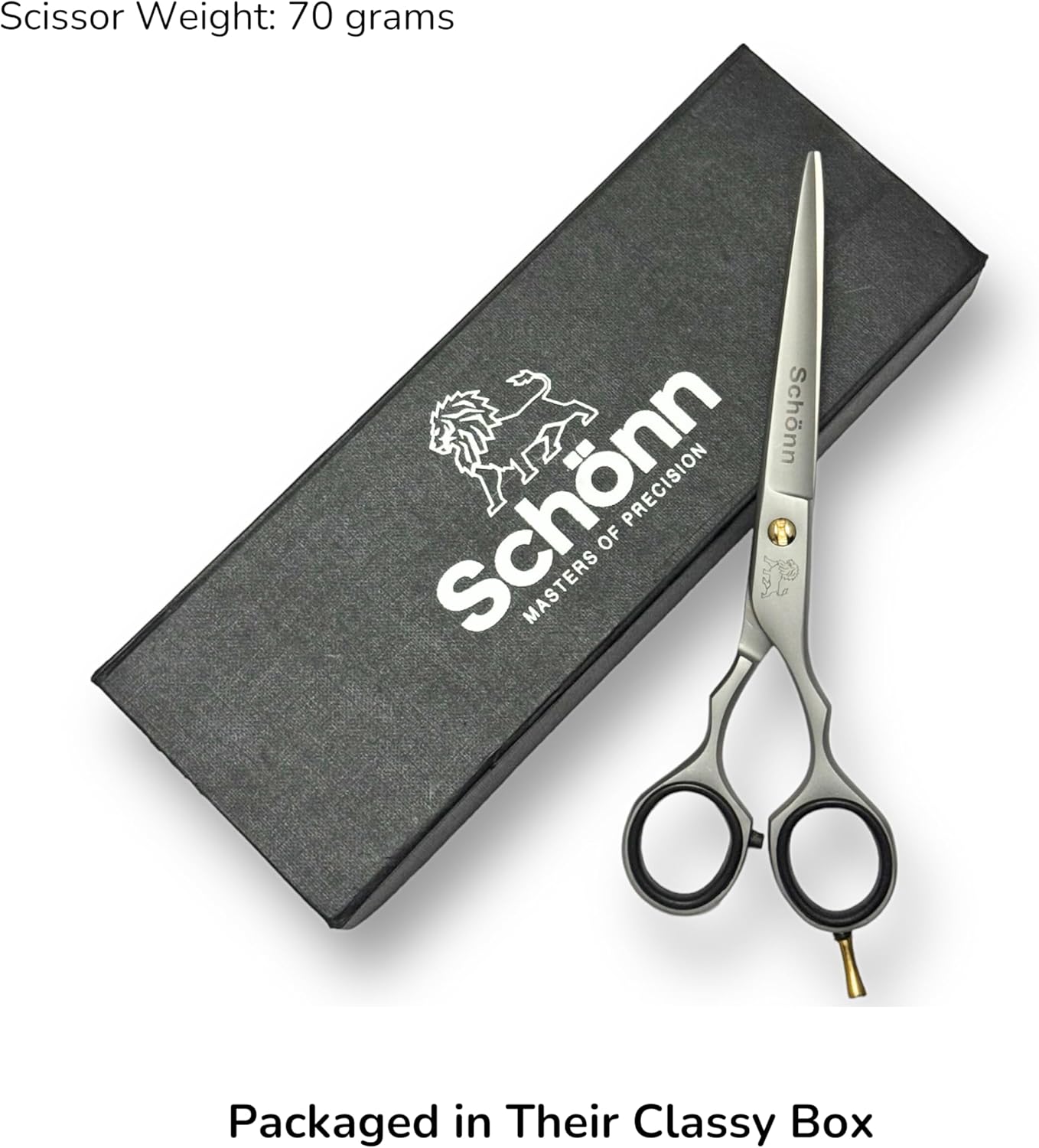 Generic Hair Cutting Scissors, Schönn Hair Scissor, Professional 6.5 inch Right-Handed Barber Shears - German Stainless Steel, Hand Sharpened (Silver/Gold), SCH-CLS-01