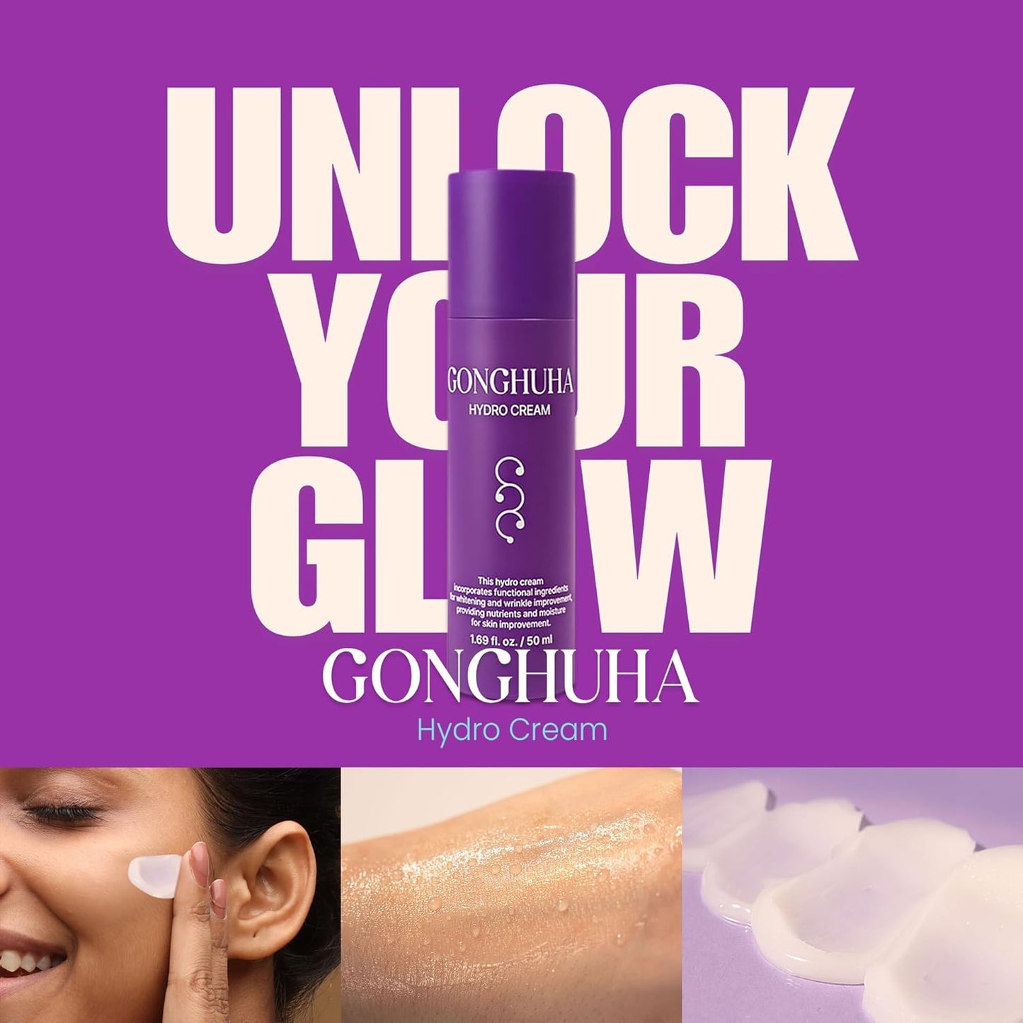 Hydro Cream โ Lightweight Ultra-Hydrating Face Moisturizer for Glowing Skin | 50ml (1.69 fl oz) with Hyaluronic Acid & Cica | Korean Skin Care