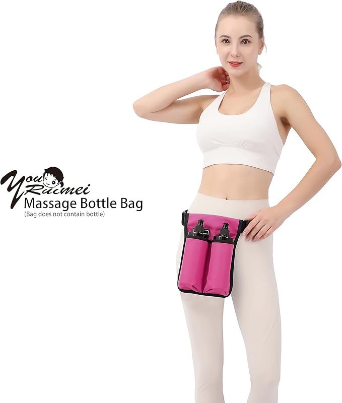Massage Bottle Bag Massage Therapist Holster Massage Lotion Holster Massage Oil Holster(YR-2KD-Rose Red)