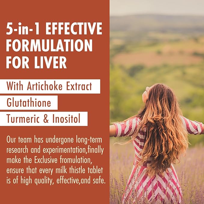 Nature's Key Milk Thistle 500mg Liver Supplement,30:1 Extra 80% Silymarin 5- in-1 in-1 Liver Turmeric-60 Tablets
