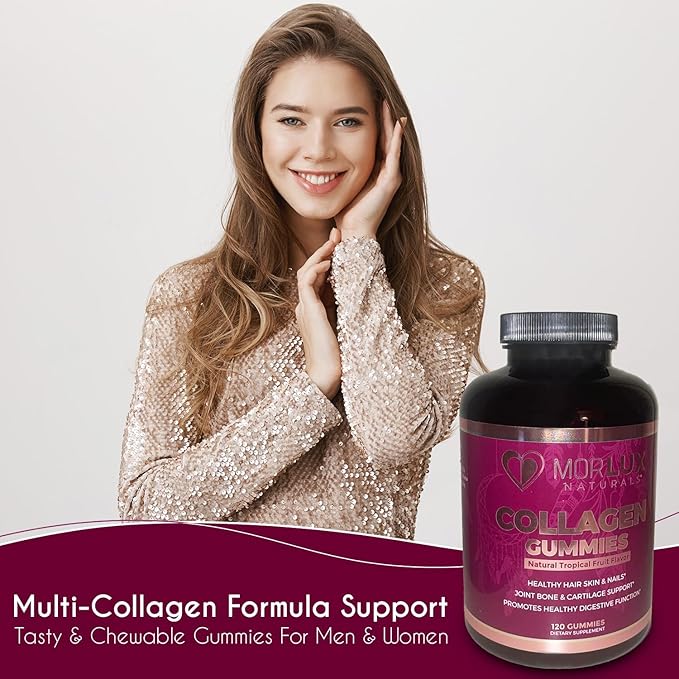 Collagen Gummies, Collagen Peptide Vitamin Gummies for Healthy Skin, Nails & Hair, Promotes Joint, Bone Health & Digestive Function, Dietary Supplement for Women & Men, 120 Gummies