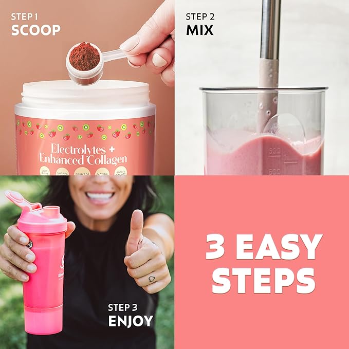 Electrolytes + Enhanced Collagen Zero Sugar Powder with Vitamin C - Muscle Recovery & Hydration Support - 30 Servings - Supports Immune & Joint Health