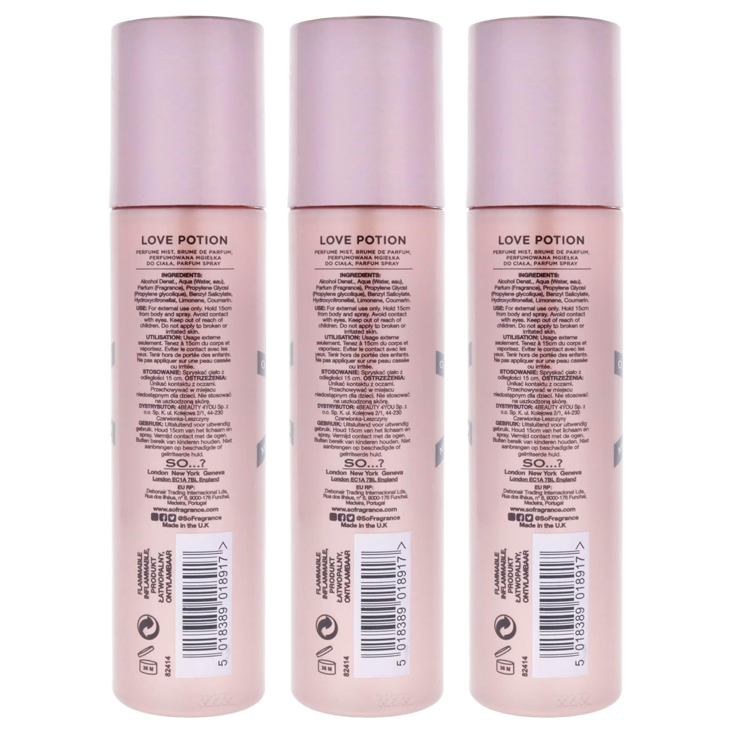 So...? Love Potion Perfume Mist for Women - 4.7 oz Mist - Pack of 3