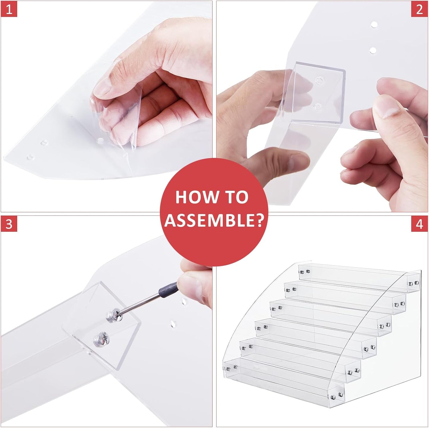 KINGROW Nail Polish Organizer Holder Rack 6 Layers Acrylic Display Rack Eyeglasses Shelf Essential Oils Ink Storage Holds Up to 96 (Fit 1-2oz Bottles)