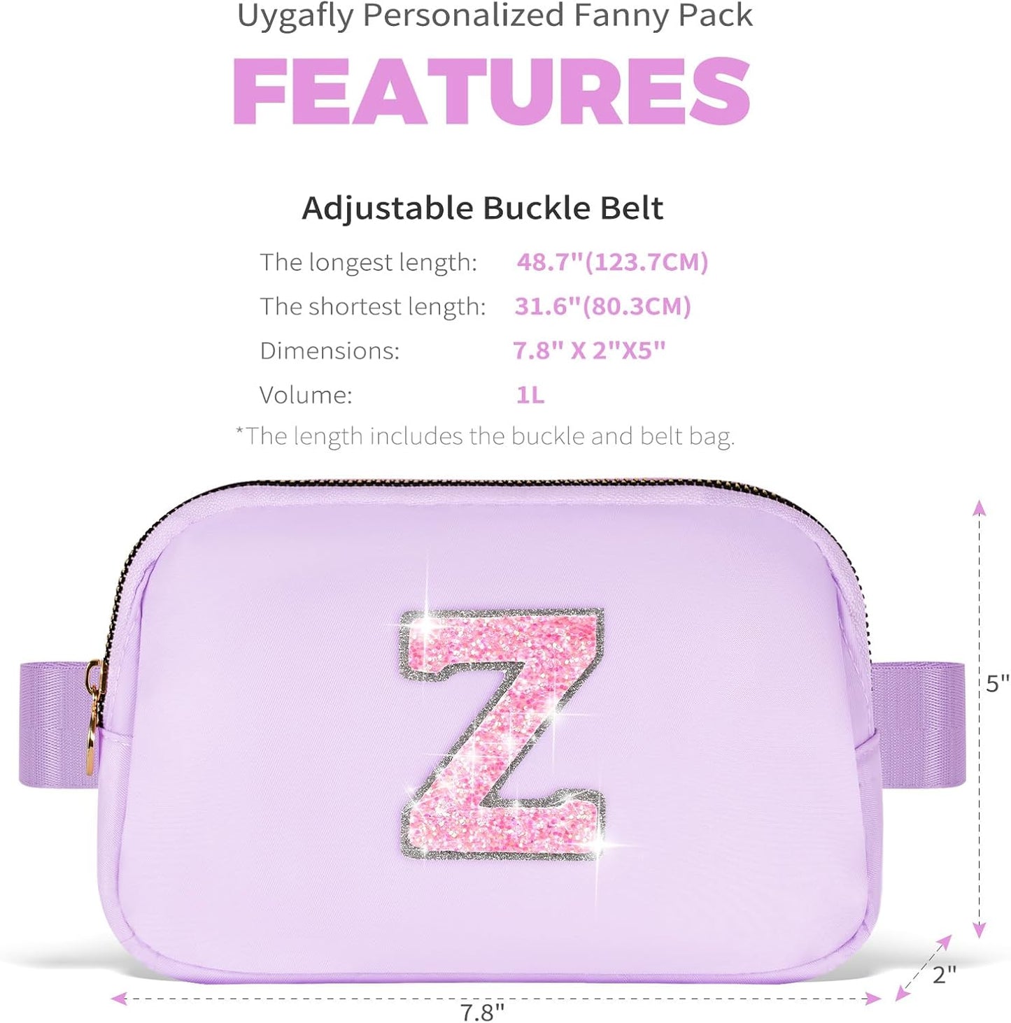 Gifts for Girls Teens Kids - Birthday Gifts for Daughter Sister Her,Teen Girl Essentials,Travel Essentials,Cute Teen Trendy Stuff Waist Packs Belt Bag Crossbody Bag | Lavender,Initial Z