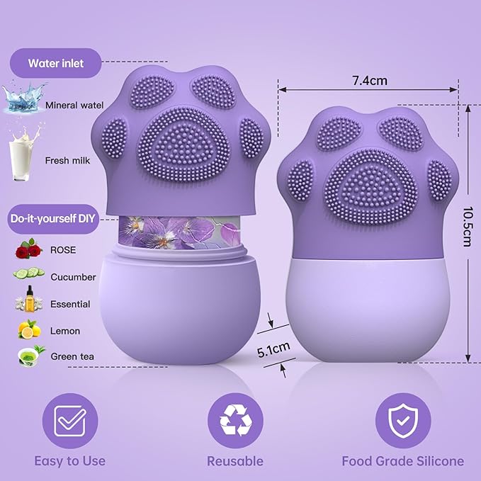 ice roller For face and eyes , ice face roller,ice mold for face and Eyes,De-Puff Eye Bags,Reduce Migraine Pain,Reusable Massage Silicone Ice Mold Skin Care Tools(Purple)