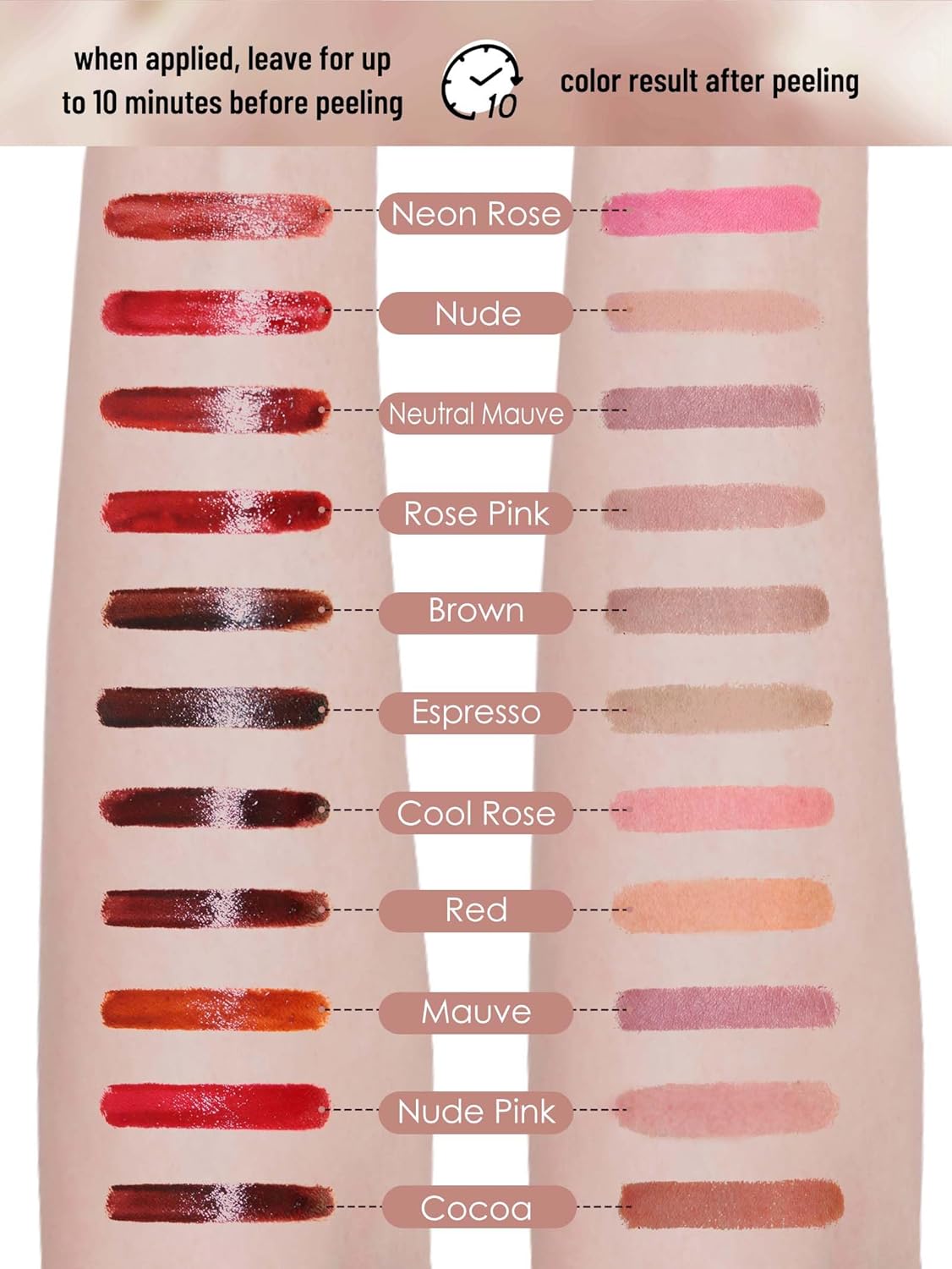 Lip Stain Peel Off Lip Liner Stain with Tweezer, Long Lasting Matte Lip Tint Tattoo, Highly Pigmented Color Lip Makeup, Waterproof Lipstick, Transfer-proof Lipstain for Women, Neon Rose