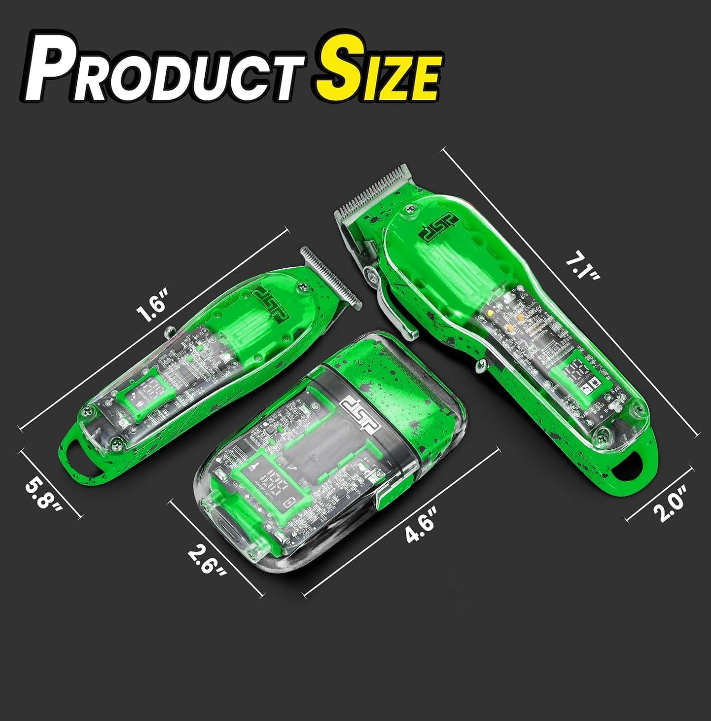 DSP Hair Clipper, Trimmer, Shaver Kits for Men Professional Barber Clipper and Trimmer Sets with Travel Case, Rechargeable, LED Display, Green