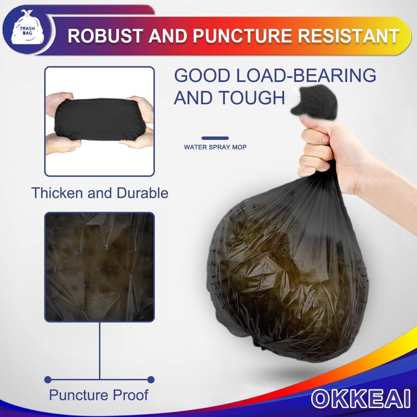 OKKEAI Small Garbage Bags for Bathroom Can 5 Liter Trash Bags 1.2 Gal Waste Basket Liners for Bathroom Mini Trash Bags Trash Plastic Bags Small